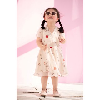 Váy cho bé gái babydoll tơ sống hoa to cam đất_EBD031NA_Chun Chin