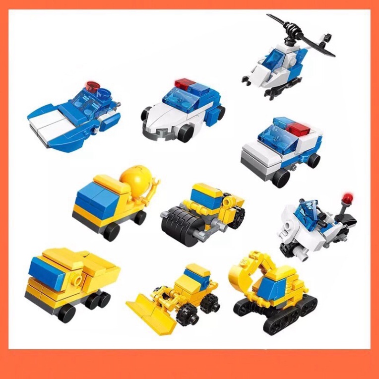 Đồ chơi lắp ráp lego giá rẻ Qman 2105 mô hình xe xây dựng, xe cảnh sát cho bé (1375LCS)