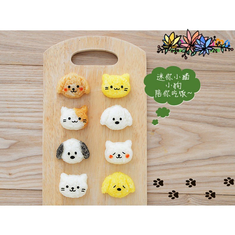 Bộ khuôn ép cơm Mèo con cún con mini