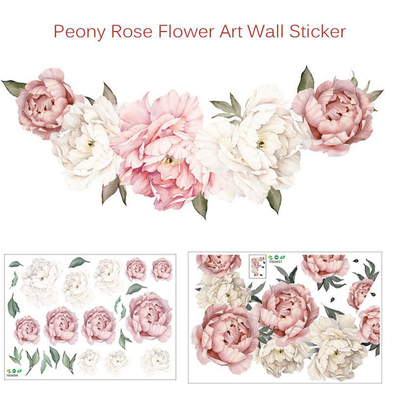 Sticker Dán Tường Trang Trí Hình Hoa Mẫu Đơn Lớn