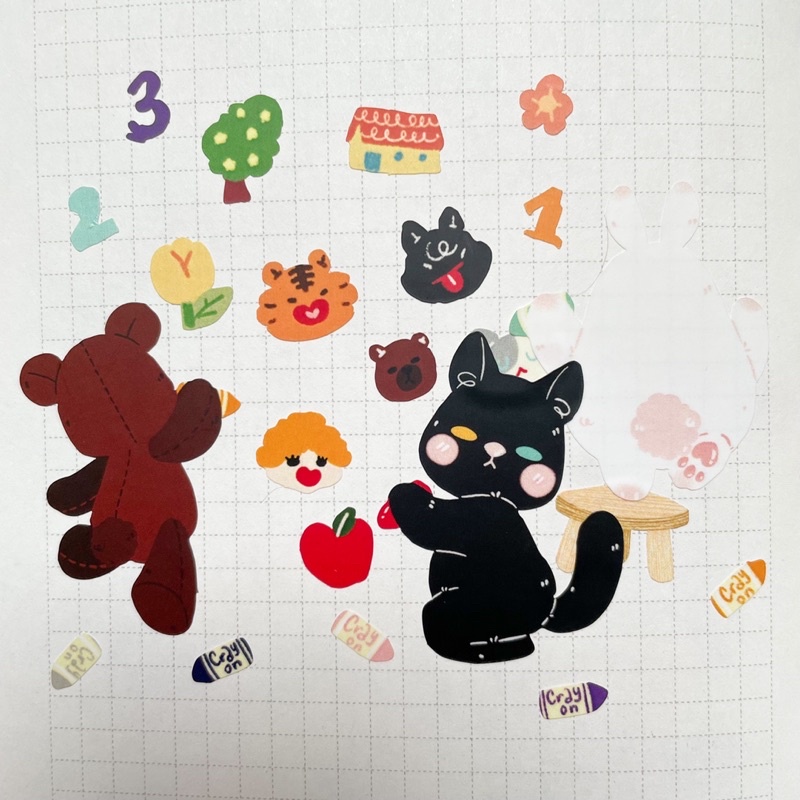 Bonghoanho_studio | Sticker | Nhãn dán chủ đề Hổ con và các bạn cùng tập vẽ