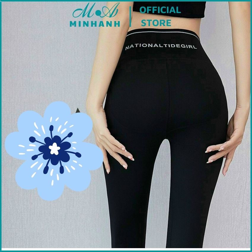 Quần legging cạp cao ghen bụng nâng mông-quần dài legging lưng thun cách điệu vải - Minhanh.official.store