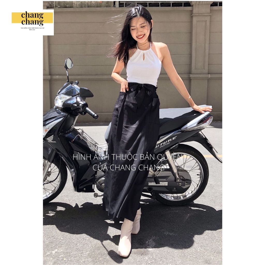 Váy Chống Nắng Thời Trang CHANG CHANG, Quây Che Nắng Vải Quần Tây Cao Cấp | Váy Đen Nơ