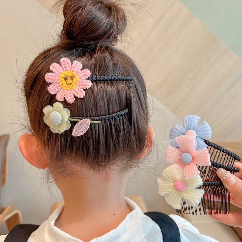 Kẹp Tóc Đính Kim Sa Hình Hoa Bướm Dễ Thương Phong Cách Hàn Quốc Cho Bé Gái