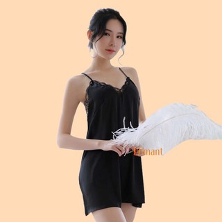 Váy ngủ lụa phối ren gợi cảm Lamant (Clip+Ảnh thật)