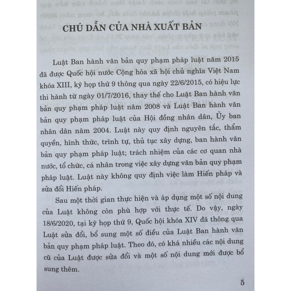 Sách-Luật Ban Hành Văn Bản Quy Phạm Pháp Luật Sửa Đổi Bổ Sung Năm 2020