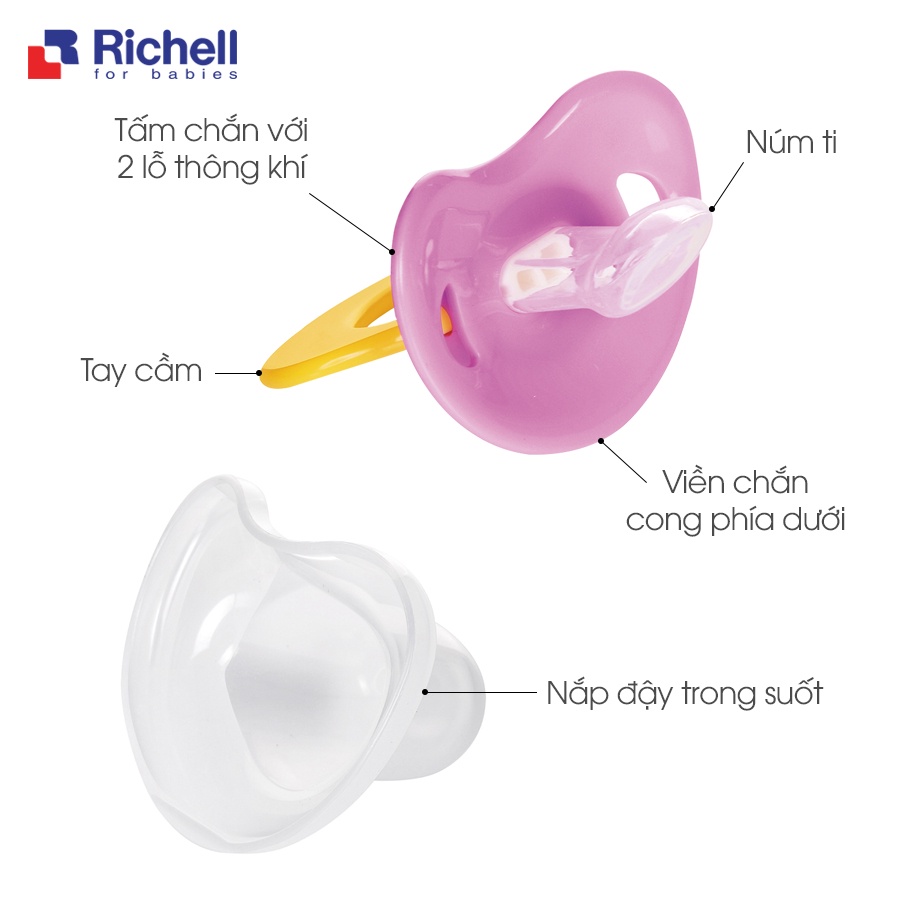 Ty Ngậm Silicone cho bé (0-3 tháng) Richell - RC98716 - Ti ngậm trẻ em - Ti giả