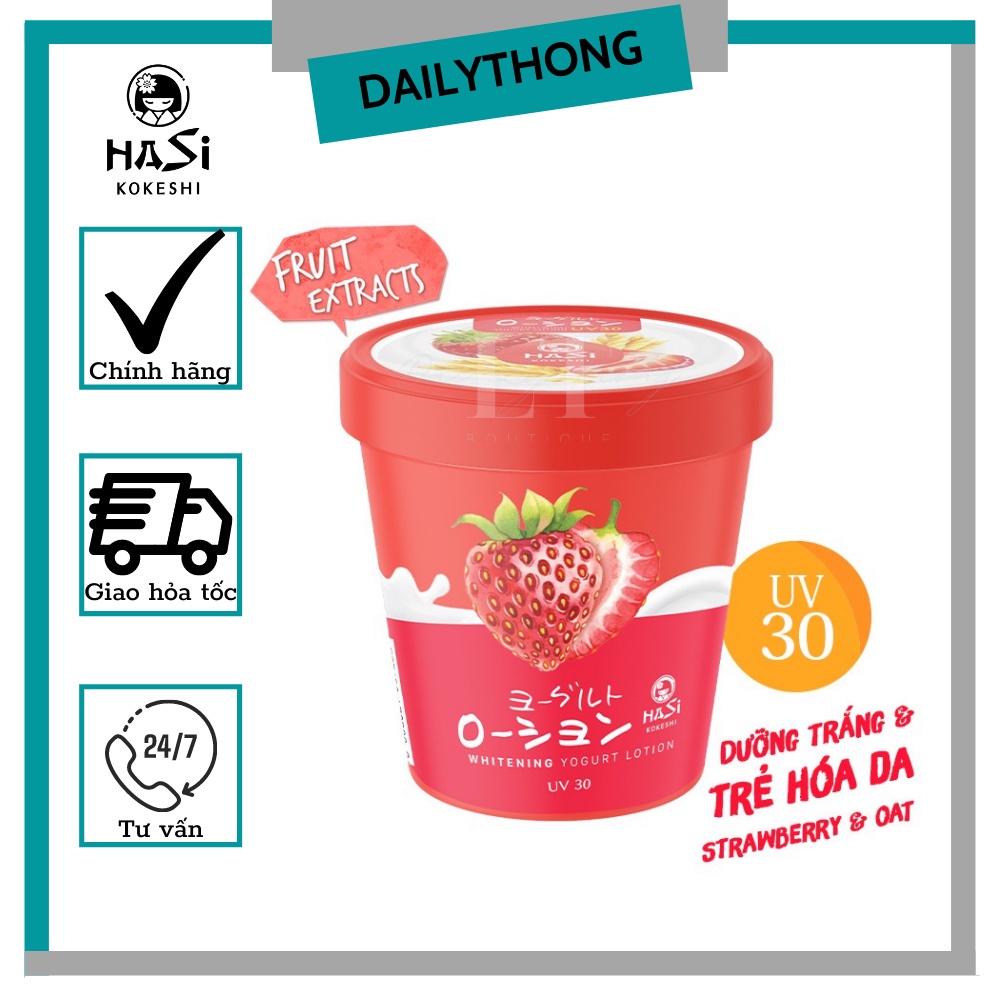 Kem body dưỡng da toàn thân chống nắng Hasi UV 30 hương dâu tây (180g)