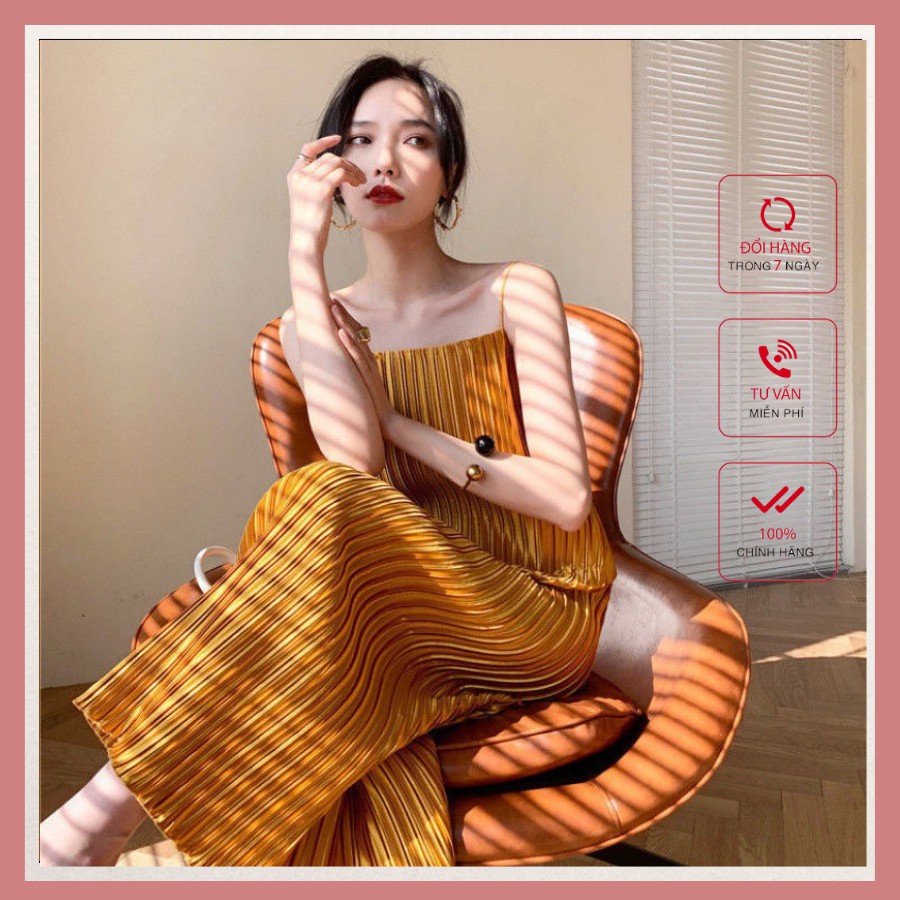 Váy Dập Ly Maxi Dáng Dài Hàn Quốc (Ảnh thật)