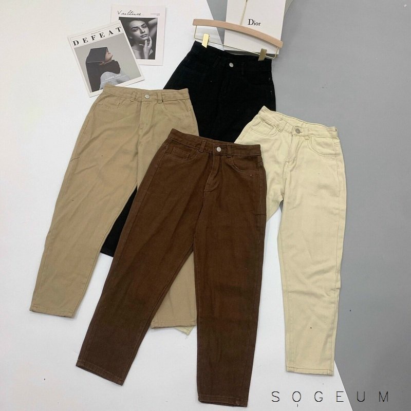 Quần Kaki trơn, Quần Baggy Nam Nữ jean Ống Suông Rộng Trẻ Trung Năng Động | Tdshopnt - Q12