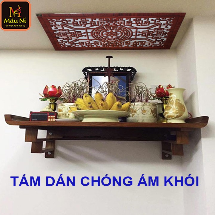 TẤM CHỐNG ÁM KHÓI dán phòng thờ, băng keo lên trần nhà, không phải khoan, Kích thước 61cm x 89cm - màu nâu gỗ