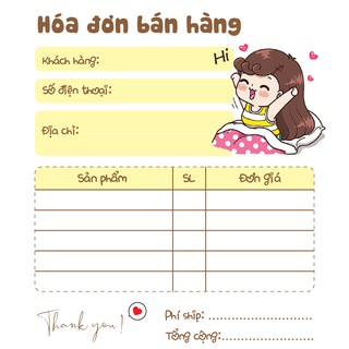 [ Hàng Sẵn ] Hóa Đơn Bán Hàng Mini 1 Liên BOBIB Cute