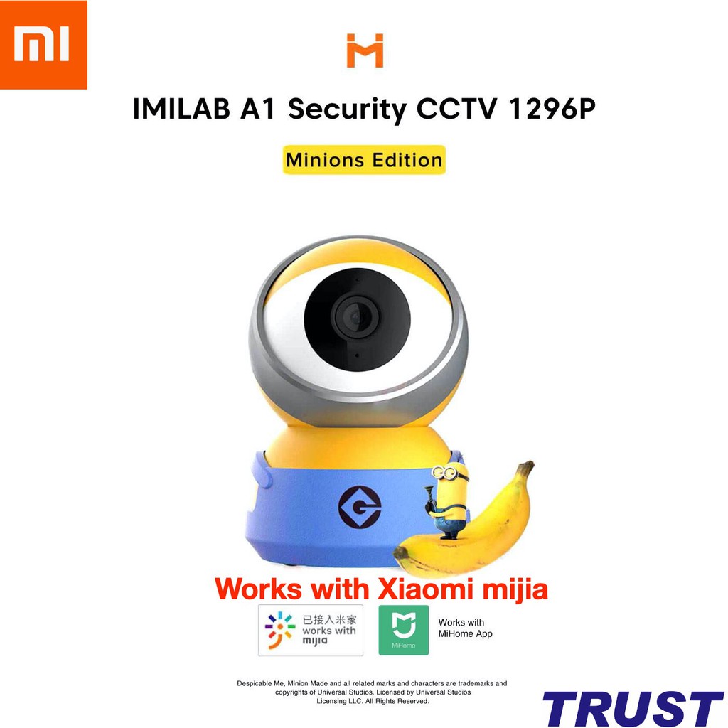 Camera Xiaomi Imilab Minions A1 thông minh camera giám sát 1296P HD WiFi Xoay 360 độ góc 110 Video webcam