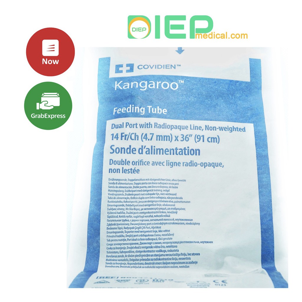 ☘️ KANGAROO FEEDING TUBE 14Fr (1 tháng) - Dây nuôi ăn mũi dạ dày bằng Polyurethane dùng 1 tháng (Covidien)