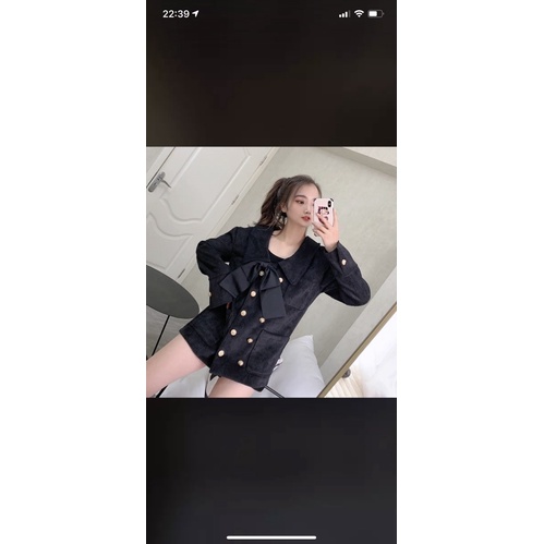 ÁO KHOÁC NƠ ĐEN TIỂU THƯ ULZZANG