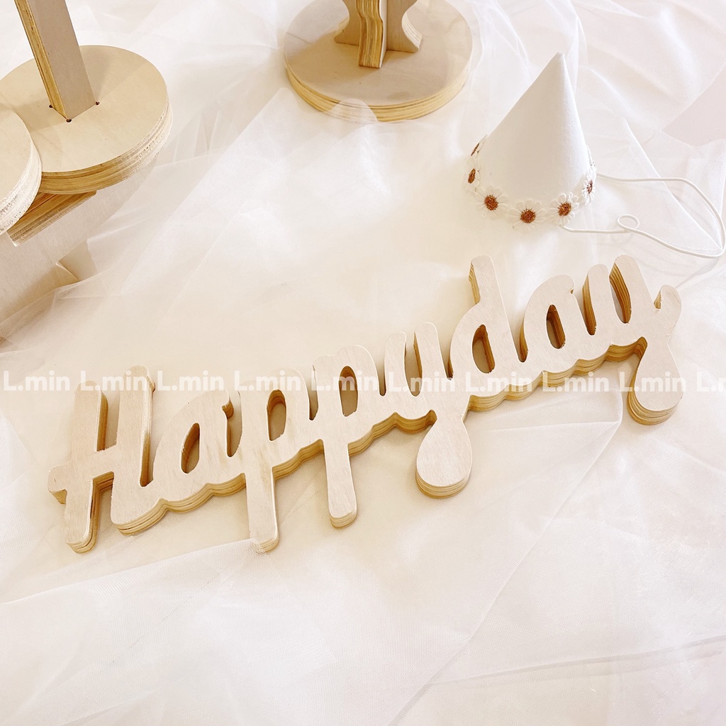 Chữ gỗ happyday trắng