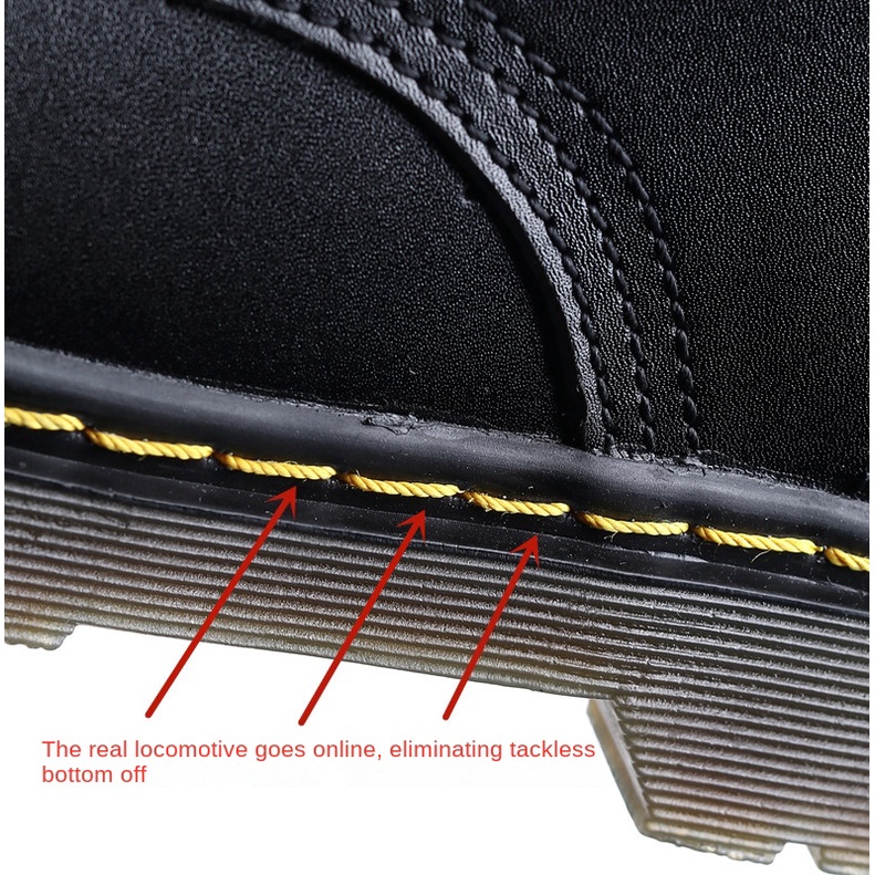 Giày bốt martin da thật mềm cổ cao sáu lỗ thời trang cá tính cho nam nữ kích thước 35-47