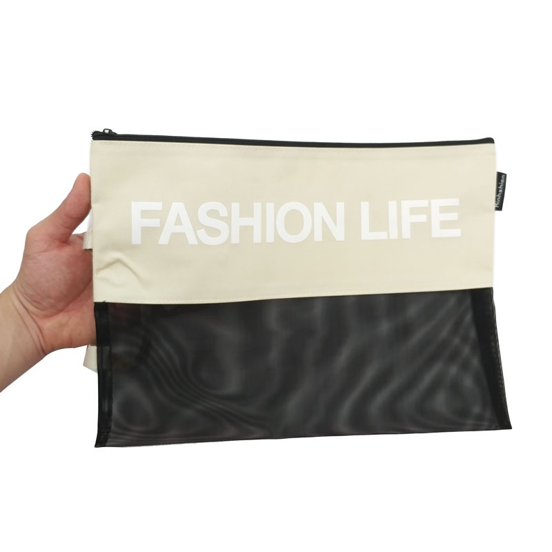 Túi Lưới A4 Fashion Life - Kinhshion A4-129 - Màu Kem + Đen