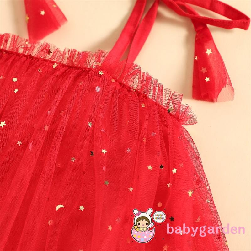 Đầm Chữ A Không Tay Phối Bèo Nhún Đính Kim Sa / Chấm Bi Xinh Xắn Cho Bé Gái 6 Tháng - 4 Tuổi 6 Tháng Tuổi