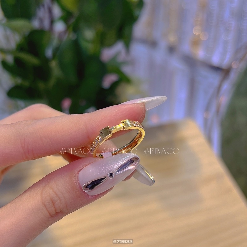 ᴾᵀᴺᵃᶜᶜ Nhẫn titan chữ H bản mảnh | N556.8190