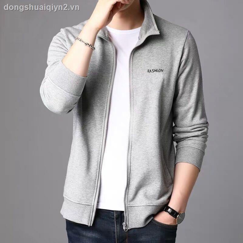 Spring and summer jacket men s jacket large size young and middle-aged zipper sweater Korean version of loose wild dad s embroidered sweater