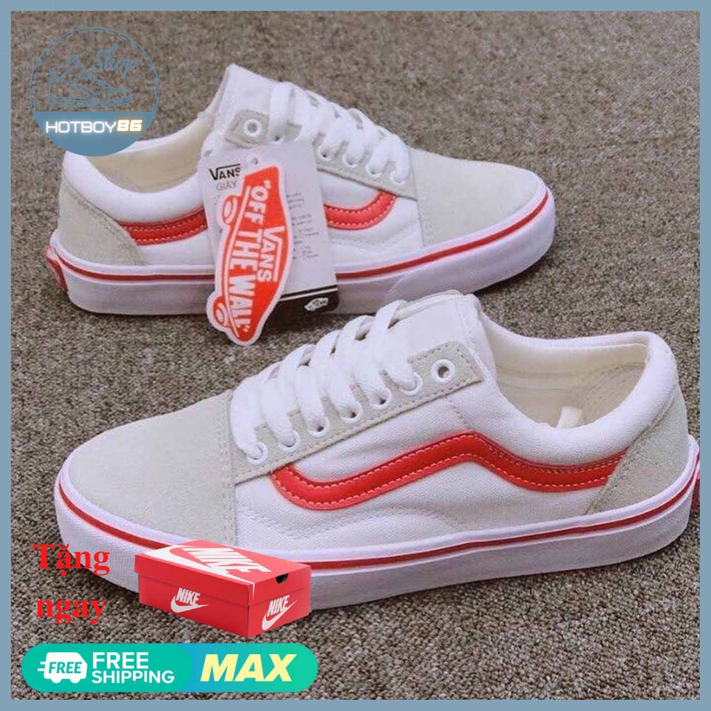 Giày Thể Thao Sneaker,Giày 𝐯𝐚𝐧𝐬 trắng sọc đỏ da nộn  old thời trang nam nữ học sinh | BigBuy360 - bigbuy360.vn