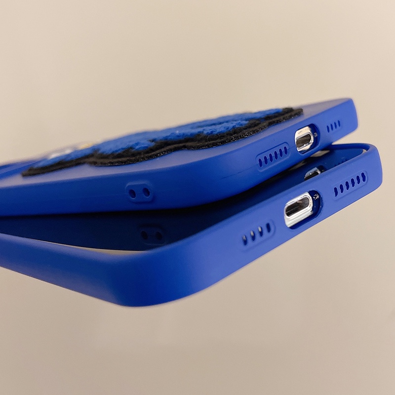 Ốp điện thoại màu xanh lam phối vải bông cho iPhone 13/12Pro 13 13/12/11Pro Max 12Mini X Xs Max XR 7 Plus 8 | BigBuy360 - bigbuy360.vn