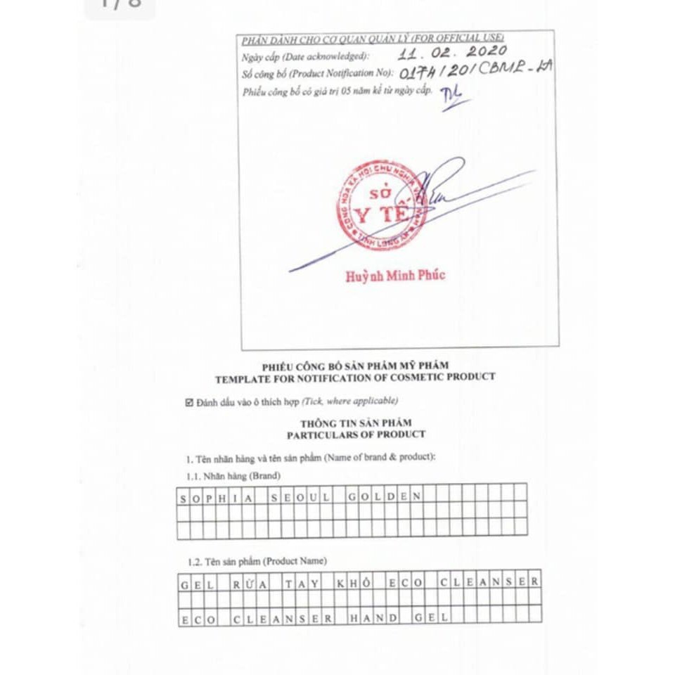 💋💋Gel rửa tay khô Eco Cleanser Hand Gel Sophia Seoul Golden | BigBuy360 - bigbuy360.vn