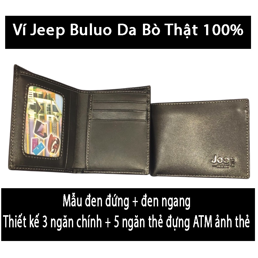 Ví da bò nam Jeep Tuxa chống chày xước đựng tiền ảnh thẻ ATM nhỏ gọn Bóp nam da bò đẹp cao cấp dáng đứng ngang nhỏ gọn