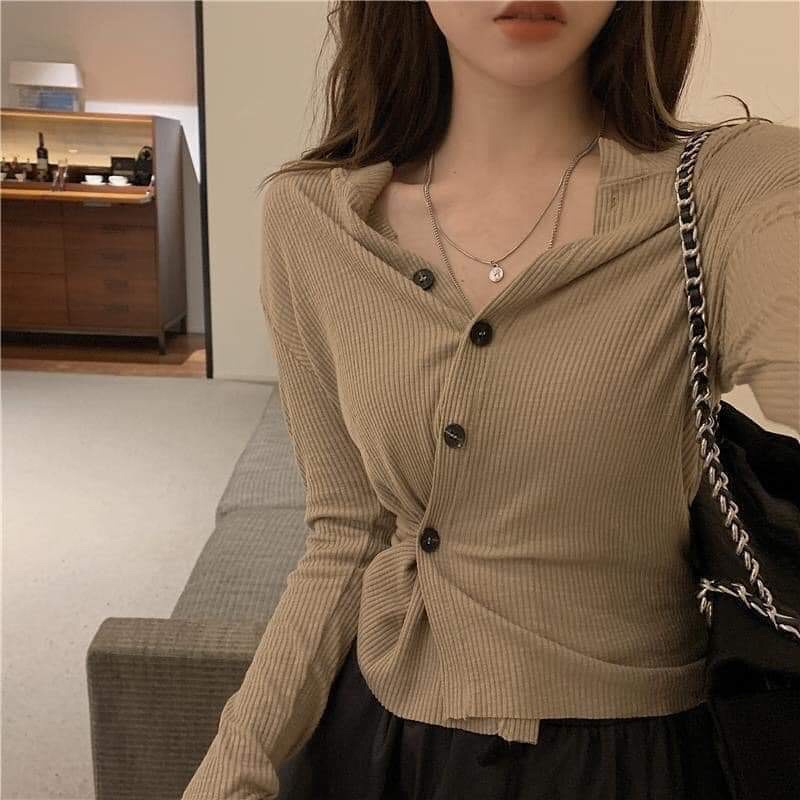 áo cúc lệch hót trend