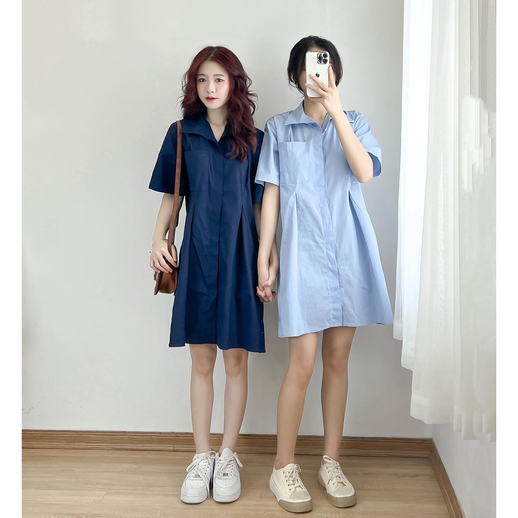 Đầm sơ mi xòe new chất dày dặn thời trang nữ miho house