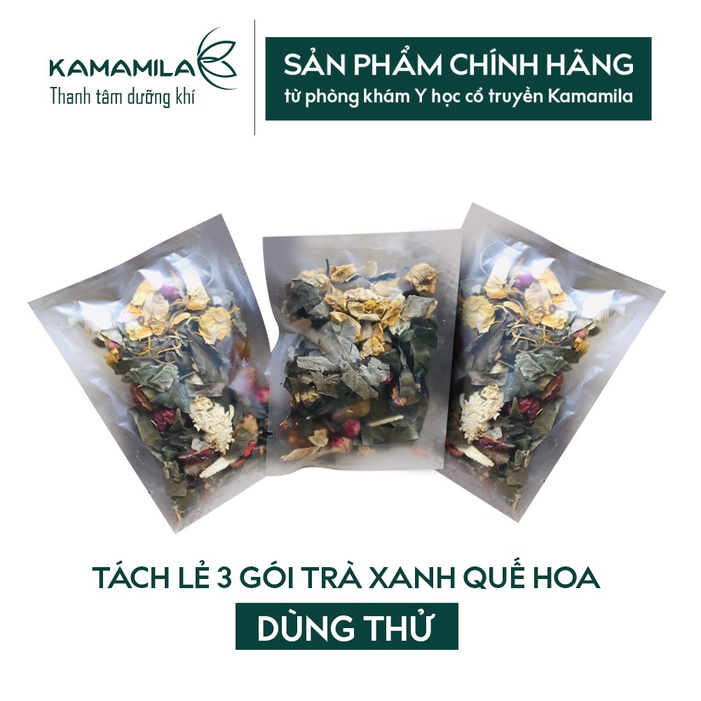 [TÁCH LẺ- DÙNG THỬ] 3 Gói trà xanh quế hoa - Bổ huyết tiêu độc, hỗ trợ đề kháng, tiêu hoá và ngủ ngon Kamamila