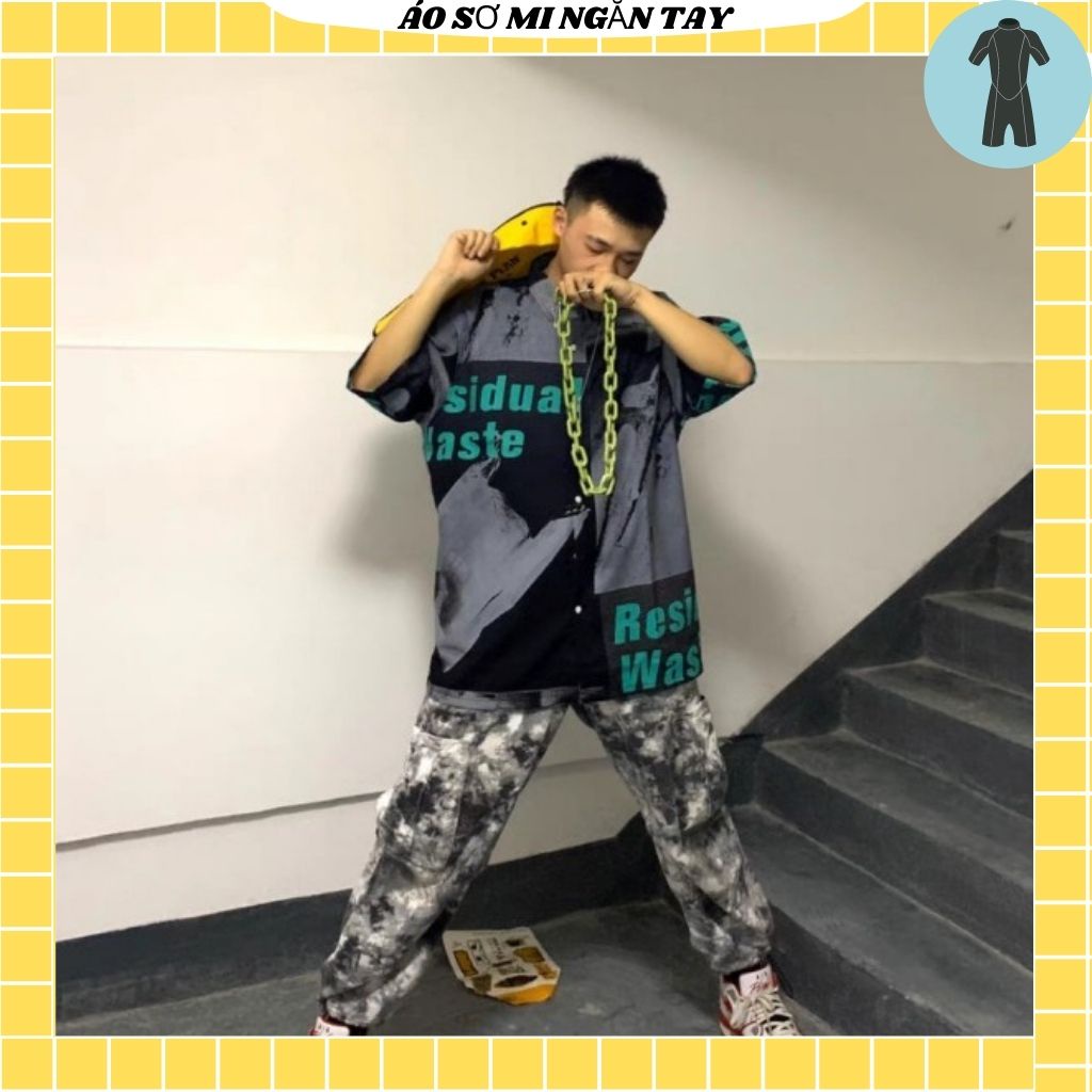 Áo Sơ Mi Tay Ngắn Unisex Cổ Bẻ Phong Cách Hàn Quốc Freesize