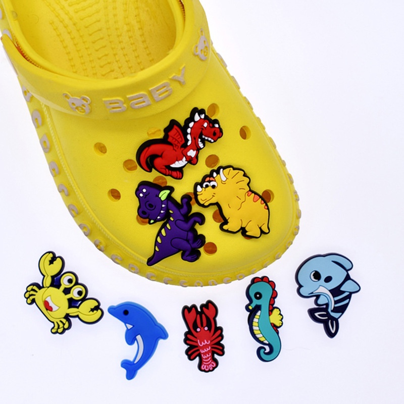 Charms Jibbitz Phụ Kiện Khóa Giày Bằng PVC Mềm Hình Động Vật Biển Và Hoa Tháo Rời Được