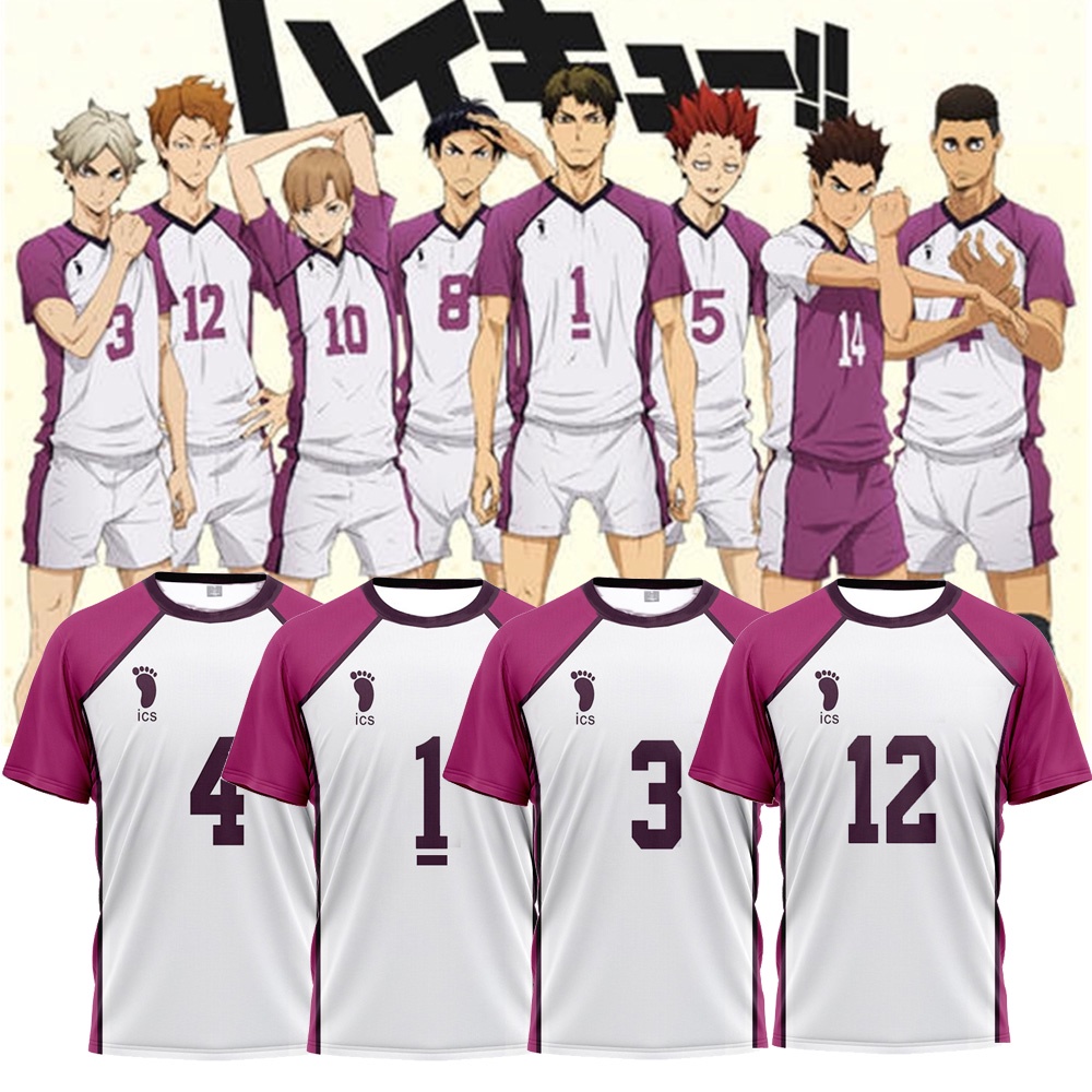 Haikyuu!! Áo Thun Thể Thao Tay Ngắn Hóa Trang Nhân Vật Shiratorizawa Wakatoshi Satori
