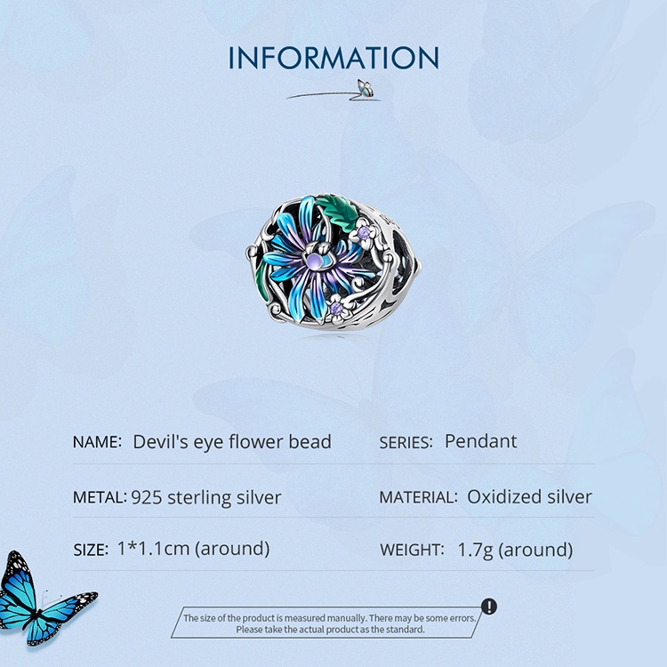 Hạt cườm BAMOER bạc 925 hình mắt quỷ xỏ làm trang sức DIY