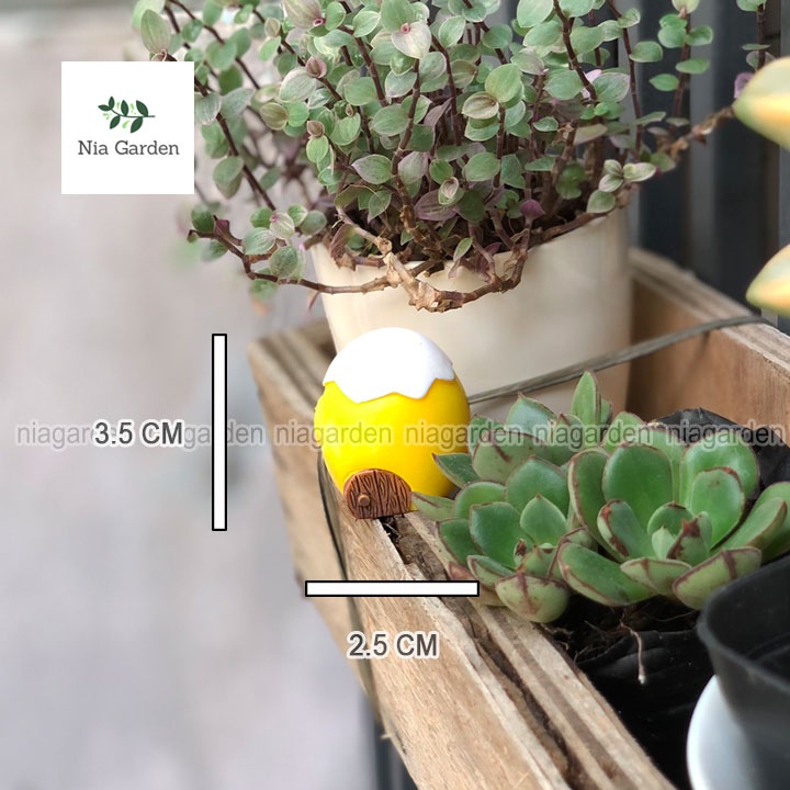 Tiểu cảnh ngôi nhà trứng gà ốp la mô hình tượng mini trang trí vườn chậu cây terarium hồ cá Nia Garden N5