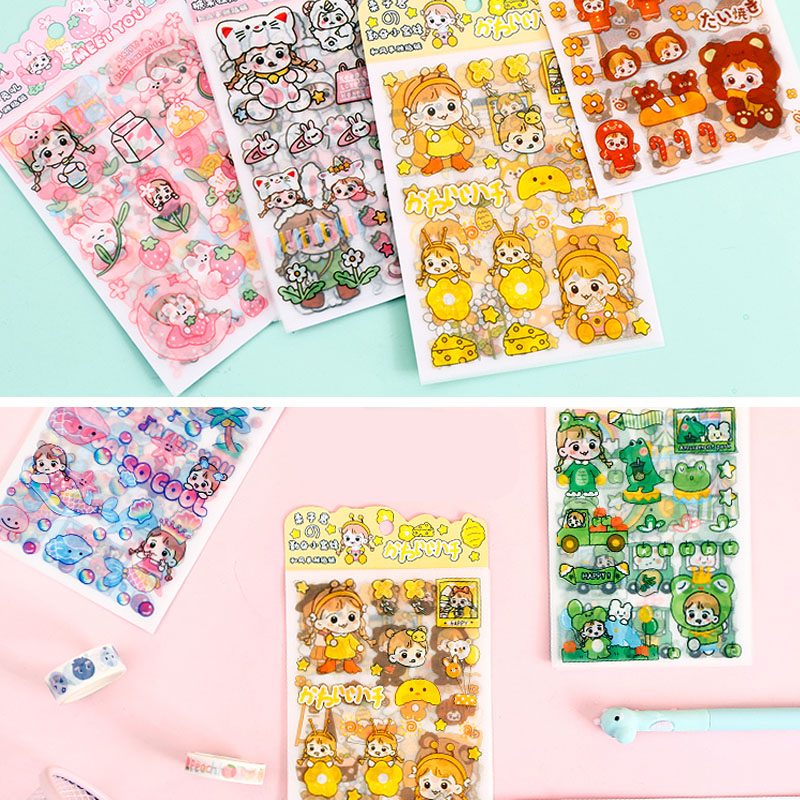 Set 4 Tấm Hình Dán Trang Trí Kiểu Hoạt Hình Đáng Yêu
