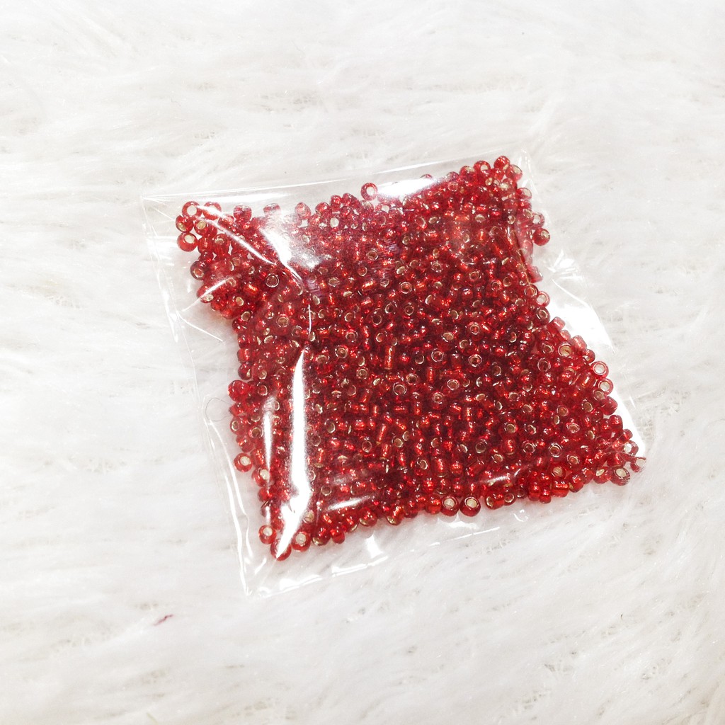 Hạt cườm kết áo đính trang phục nhiều màu tone đỏ 2mm