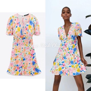 Váy hoa xoắn ngực Zarra dư sịn