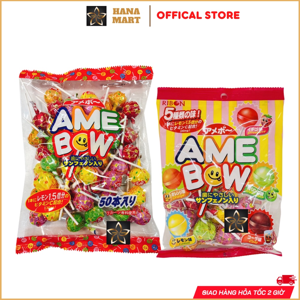 Kẹo mút trái cây Amebowl Ribon nội địa Nhật Bản thân thiện với răng của bé