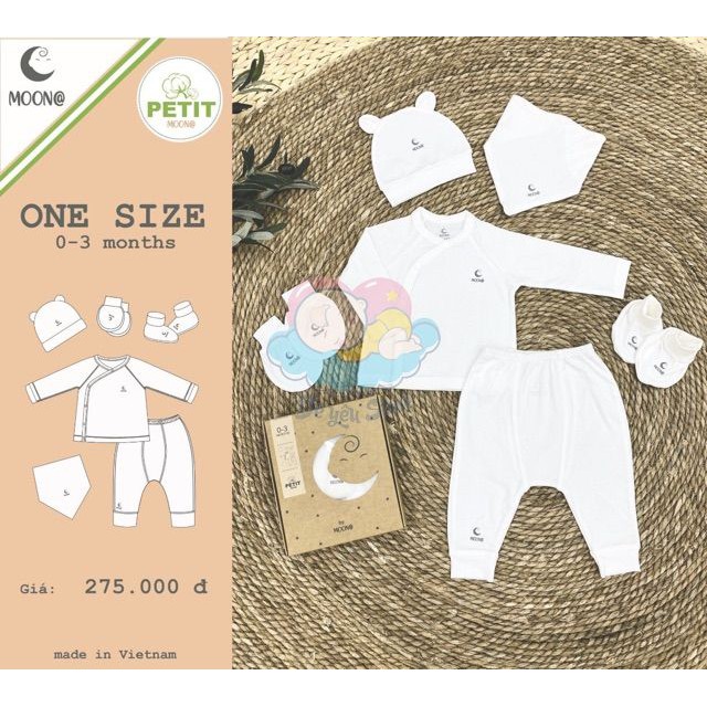 (Tuyển sỉ,ctv) Set quà tặng MOON được làm từ vải Petit cho bé sơ sinh 0-3M