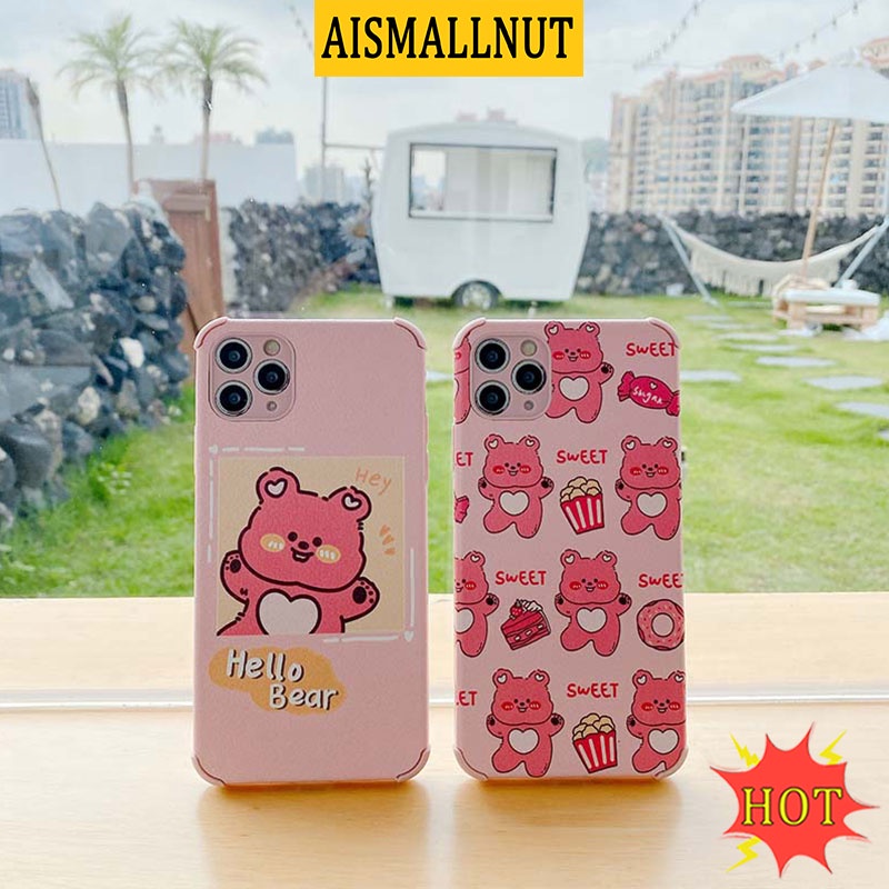 Ốp điện thoại da silicon TPU in gấu chống sốc bụi bẩn thích hợp cho Iphone 11 12 Pro Max 6 6S 7 8 Plus X XS XR XSMAX