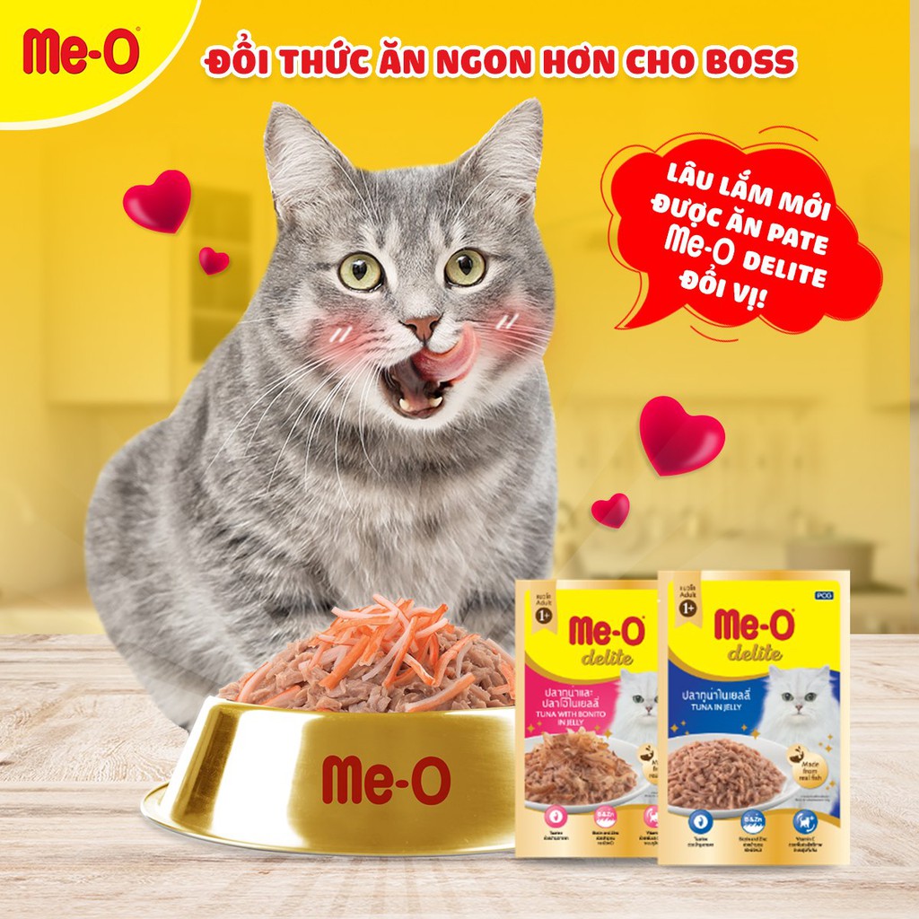 Pate Me-o Delite (4 vị) Thức ăn mèo dạng sốt gói 70gr