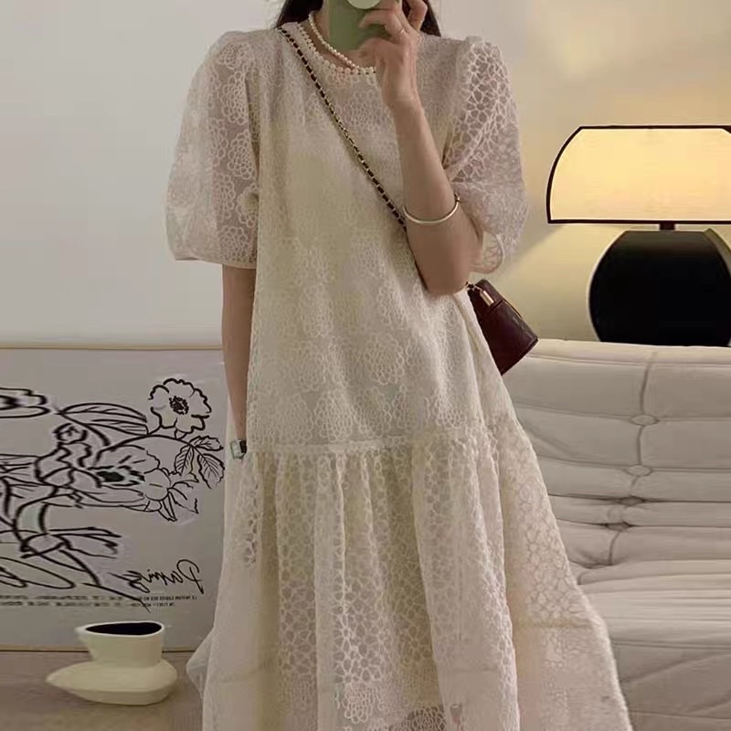 Váy ren hoa sang trọng cho nữ phong cách Hàn Quốc