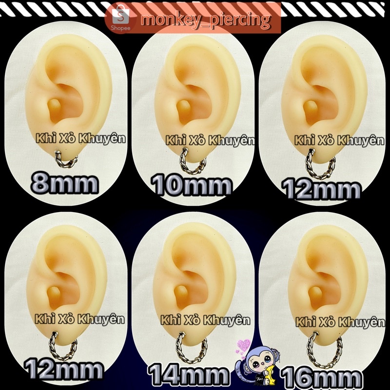 Khuyên Tai Vòng Tròn Kiểu Dây Xích ( giá bán là 1 chiếc )
