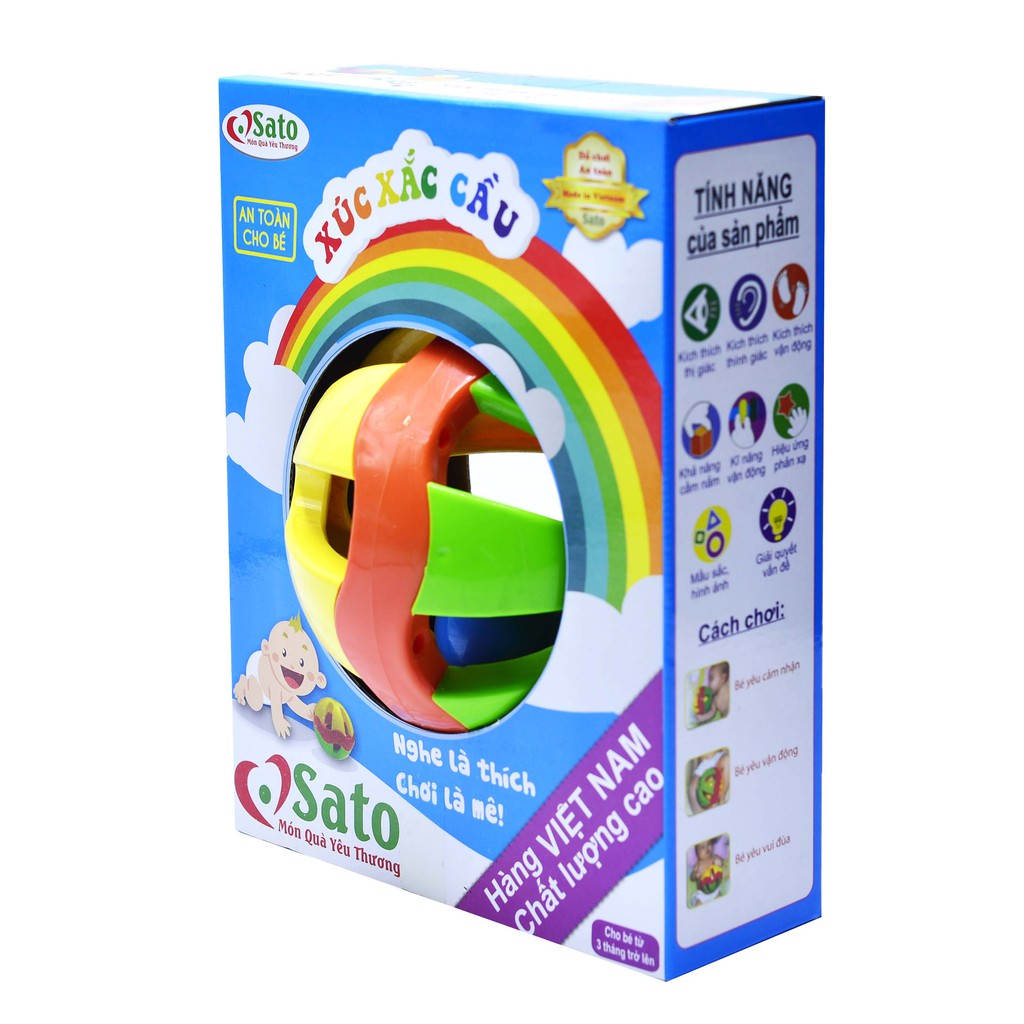 XÚC XẮC CẦU Sato đường kính 12cm cho bé từ 3 tháng tuổi