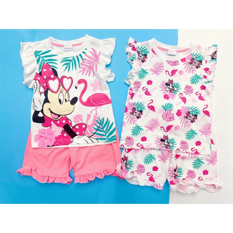 Bộ cotton Minnie Flamingo tay tiên chất mềm mát cho bé gái