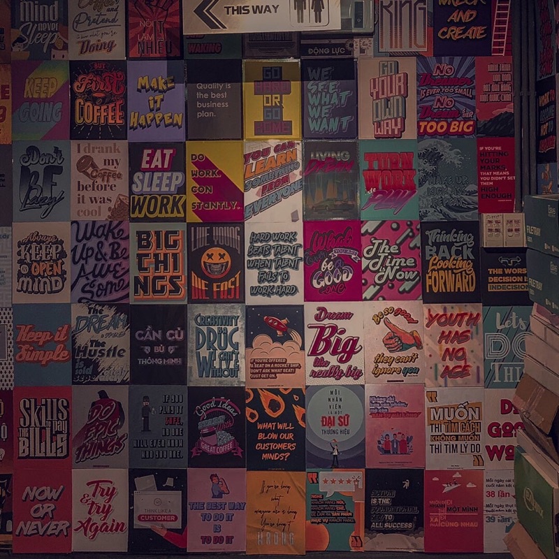 Bộ 12 poster dán trang trí tường CỬA HÀNG/CAFE CỔ ĐIỂN VINTAGE