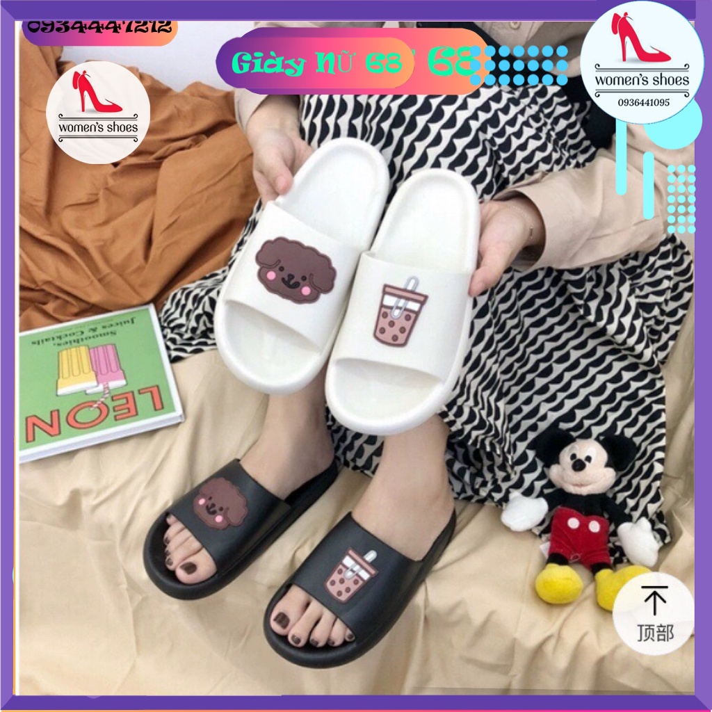 Dép Bánh Mỳ Nữ Quai Ngang Gấu Trà Sữa Kute Cao Cấp Hót Hít